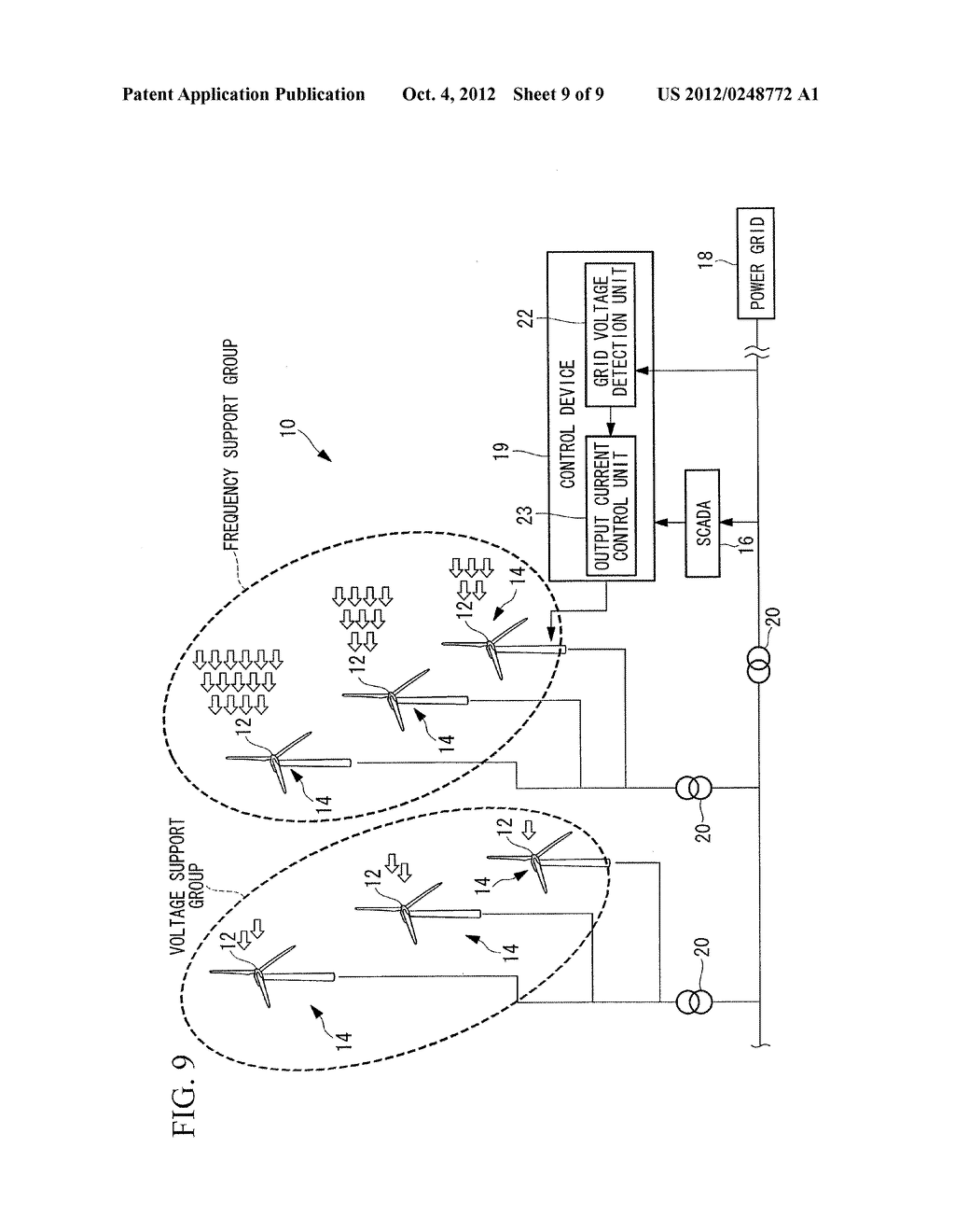 CONTROL DEVICE OF WIND TURBINE GENERATOR, WIND TURBINE GENERATOR, WIND     FARM, AND CONTROL METHOD FOR WIND TURBINE GENERATOR - diagram, schematic, and image 10