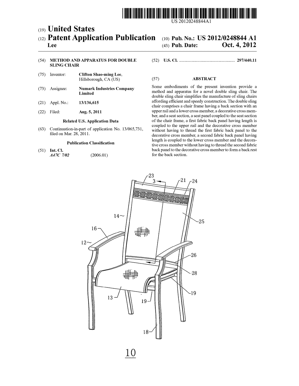 Method and apparatus for double sling chair - diagram, schematic, and image 01