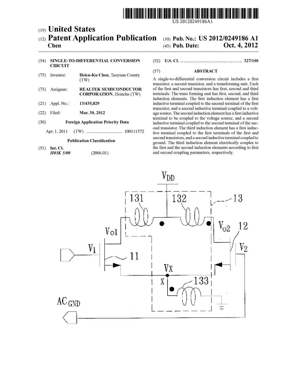 SINGLE-TO-DIFFERENTIAL CONVERSION CIRCUIT - diagram, schematic, and image 01