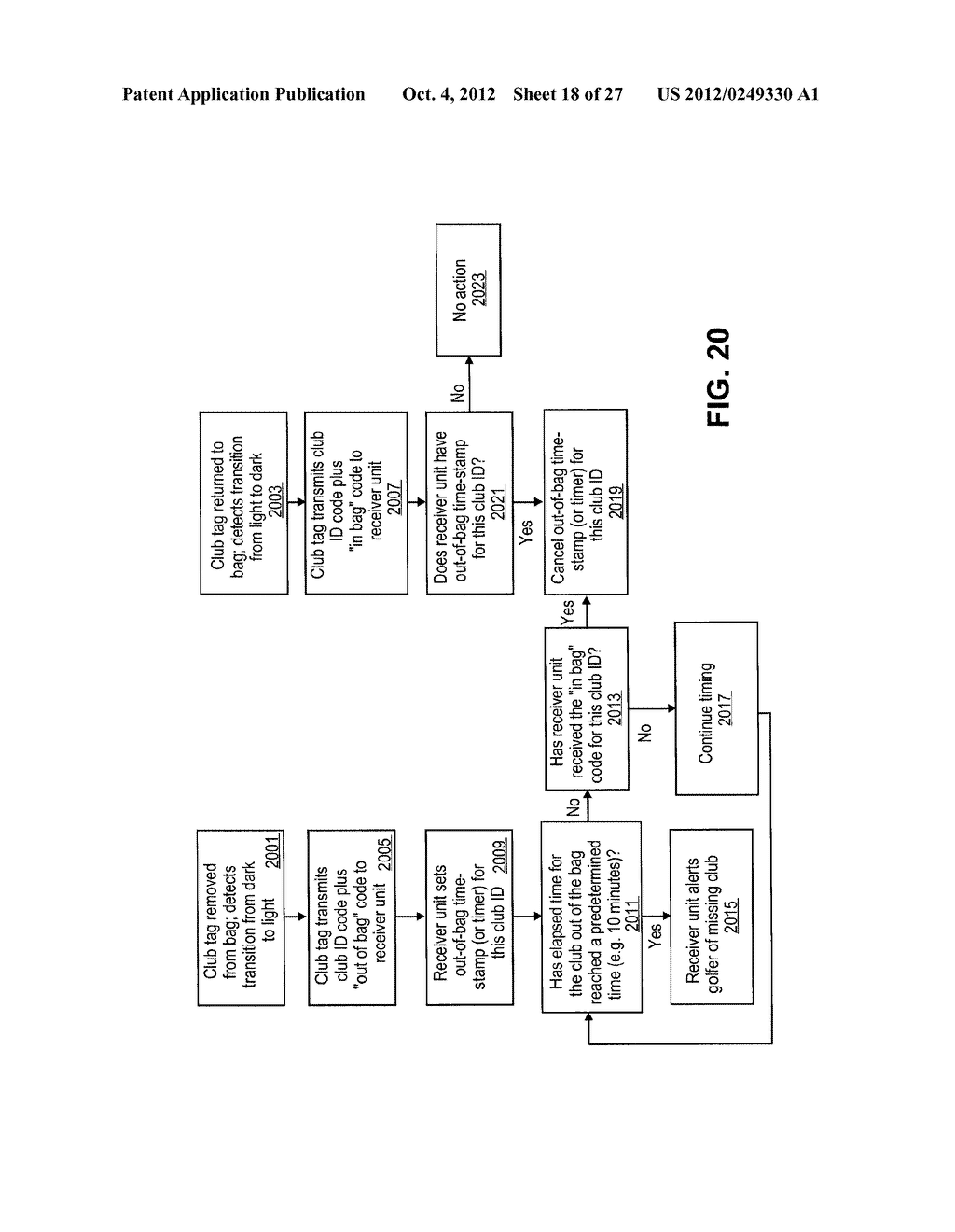 GOLF DATA RECORDER WITH INTEGRATED MISSING CLUB REMINDER AND THEFT     PREVENTION SYSTEM - diagram, schematic, and image 19