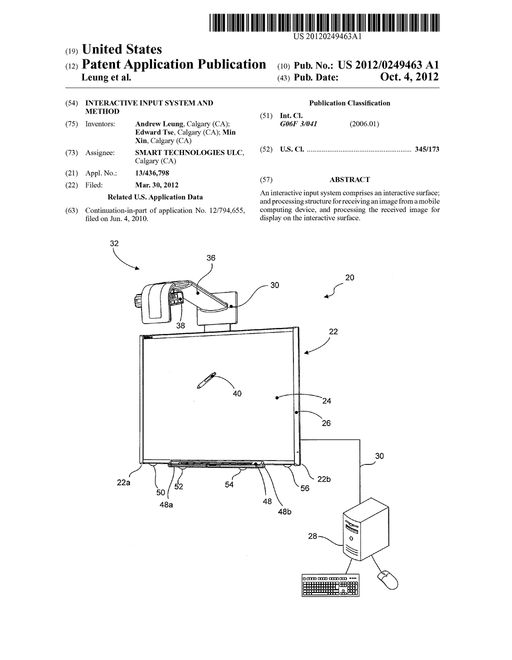 INTERACTIVE INPUT SYSTEM AND METHOD - diagram, schematic, and image 01