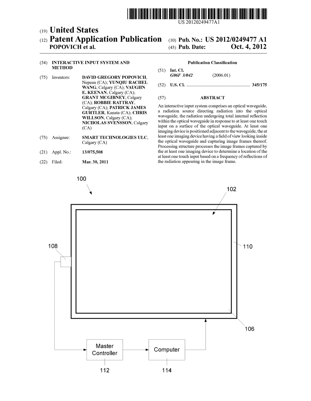 INTERACTIVE INPUT SYSTEM AND METHOD - diagram, schematic, and image 01