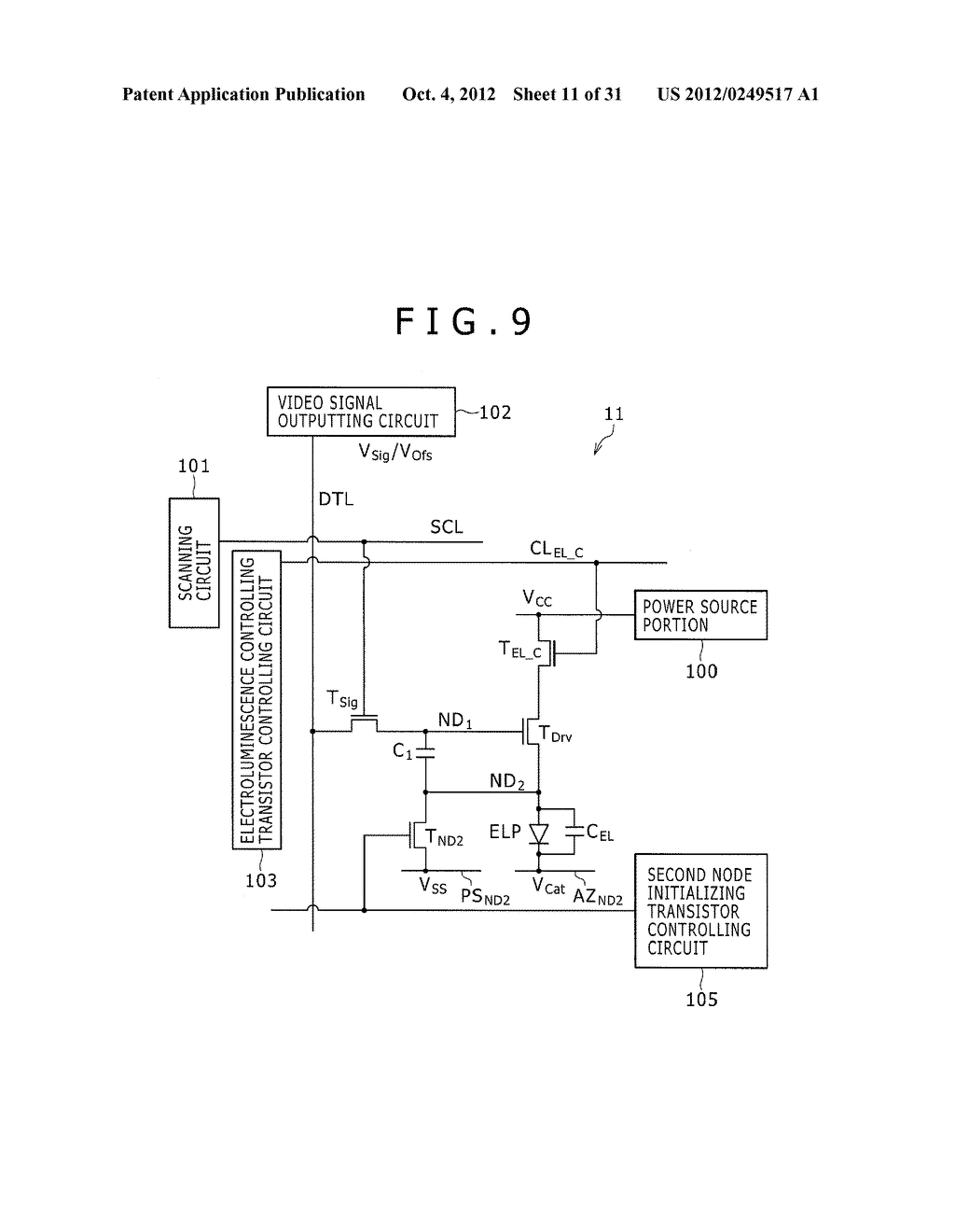 METHOD OF DRIVING ORGANIC ELECTROLUMINESCENCE EMISSION PORTION - diagram, schematic, and image 12