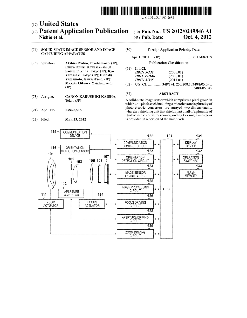 SOLID-STATE IMAGE SENSOR AND IMAGE CAPTURING APPARATUS - diagram, schematic, and image 01