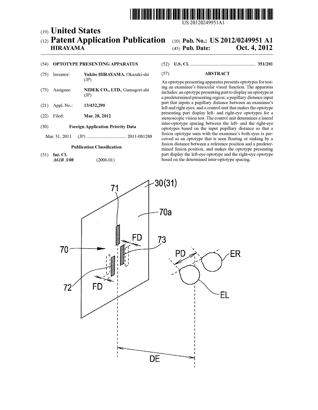 OPTOTYPE PRESENTING APPARATUS - diagram, schematic, and image 01