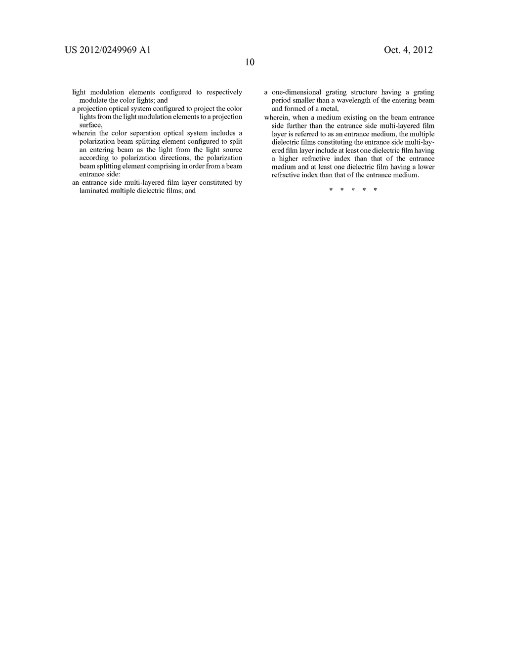 POLARIZATION BEAM SPLITTING ELEMENT AND IMAGE PROJECTION APPARATUS - diagram, schematic, and image 28