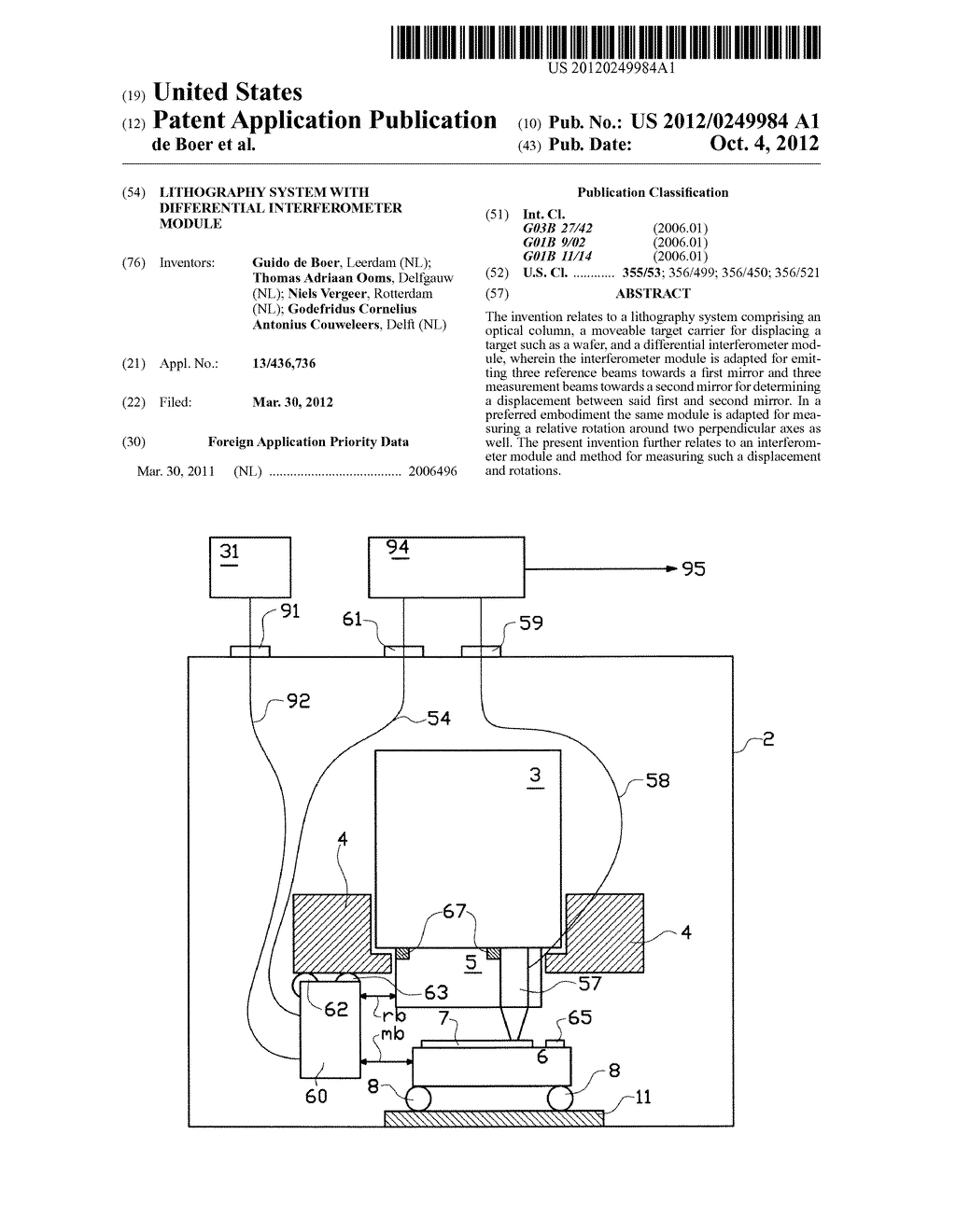 LITHOGRAPHY SYSTEM WITH DIFFERENTIAL INTERFEROMETER MODULE - diagram, schematic, and image 01