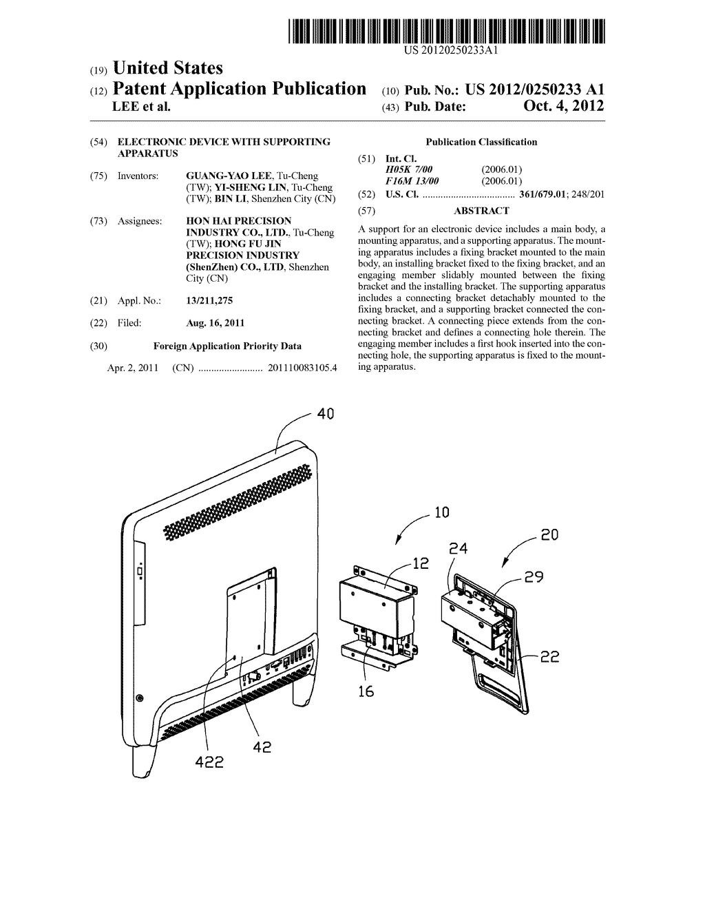 ELECTRONIC DEVICE WITH SUPPORTING APPARATUS - diagram, schematic, and image 01