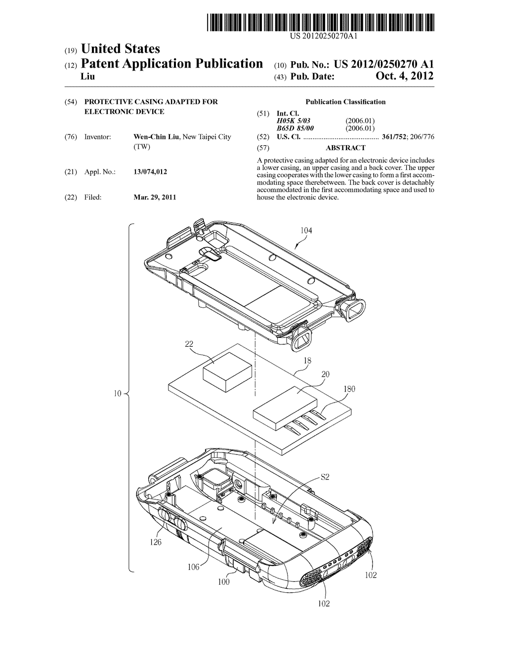 PROTECTIVE CASING ADAPTED FOR ELECTRONIC DEVICE - diagram, schematic, and image 01