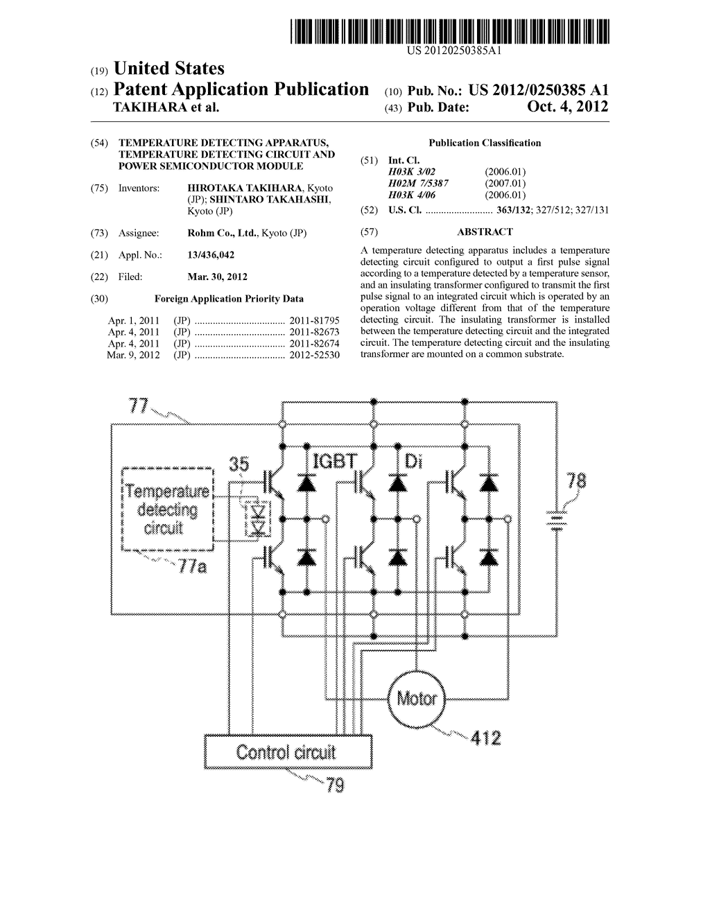 TEMPERATURE DETECTING APPARATUS, TEMPERATURE DETECTING CIRCUIT AND POWER     SEMICONDUCTOR MODULE - diagram, schematic, and image 01