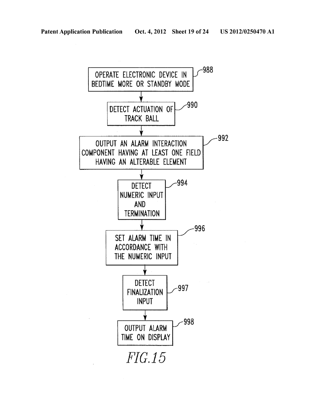 Electronic Device and Method Providing Improved Indication that an Alarm     Clock is in an on Condition - diagram, schematic, and image 20