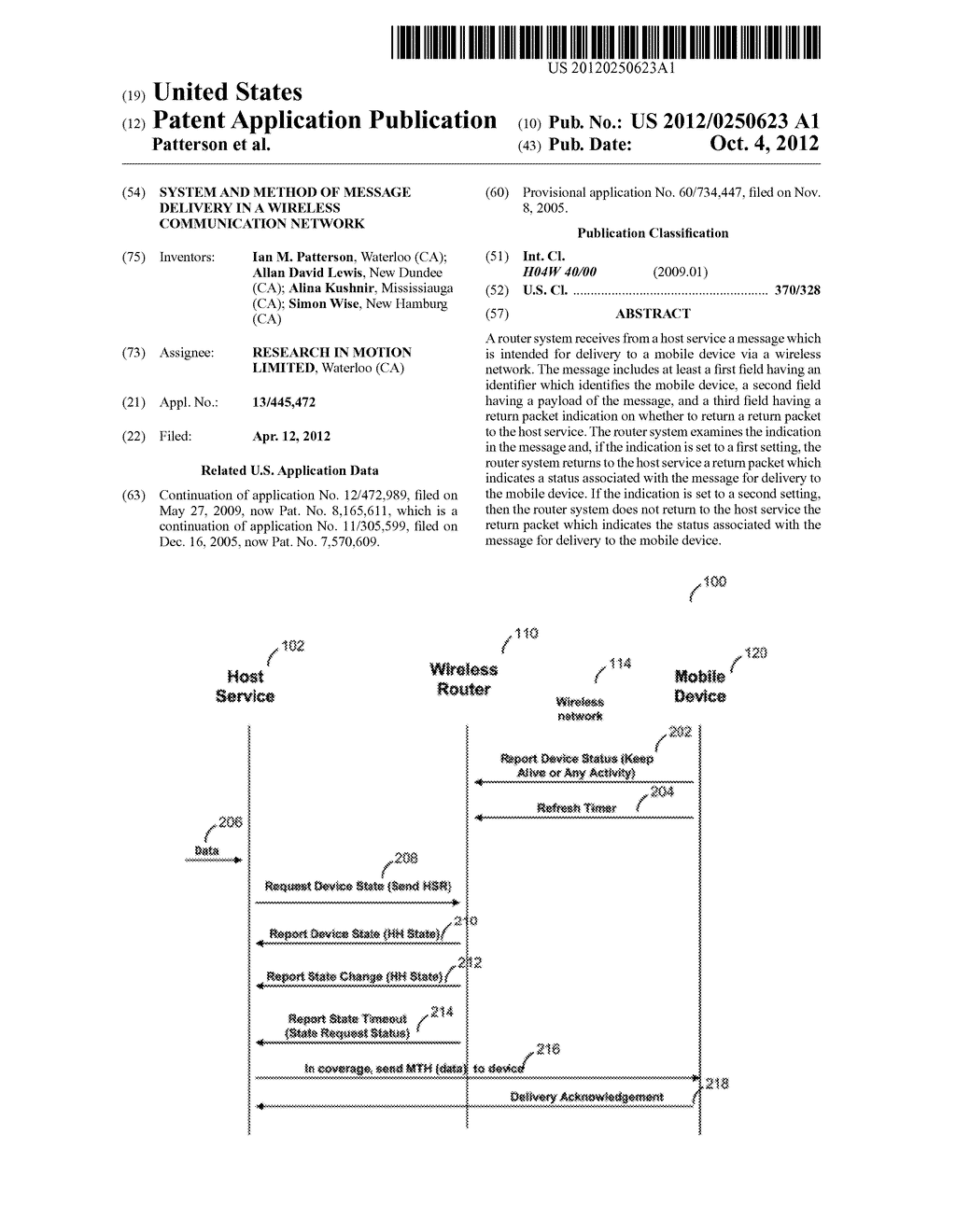 SYSTEM AND METHOD OF MESSAGE DELIVERY IN A WIRELESS COMMUNICATION NETWORK - diagram, schematic, and image 01