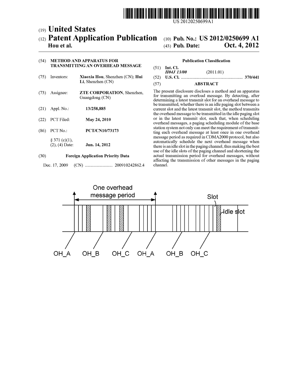 METHOD AND APPARATUS FOR TRANSMITTING AN OVERHEAD MESSAGE - diagram, schematic, and image 01