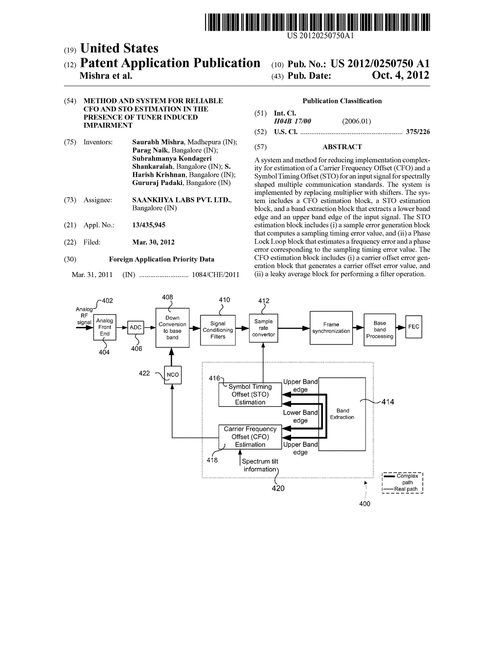 METHOD AND SYSTEM FOR RELIABLE CFO AND STO ESTIMATION IN THE PRESENCE OF     TUNER INDUCED IMPAIRMENT - diagram, schematic, and image 01