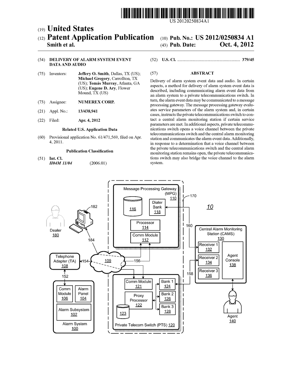 DELIVERY OF ALARM SYSTEM EVENT DATA AND AUDIO - diagram, schematic, and image 01