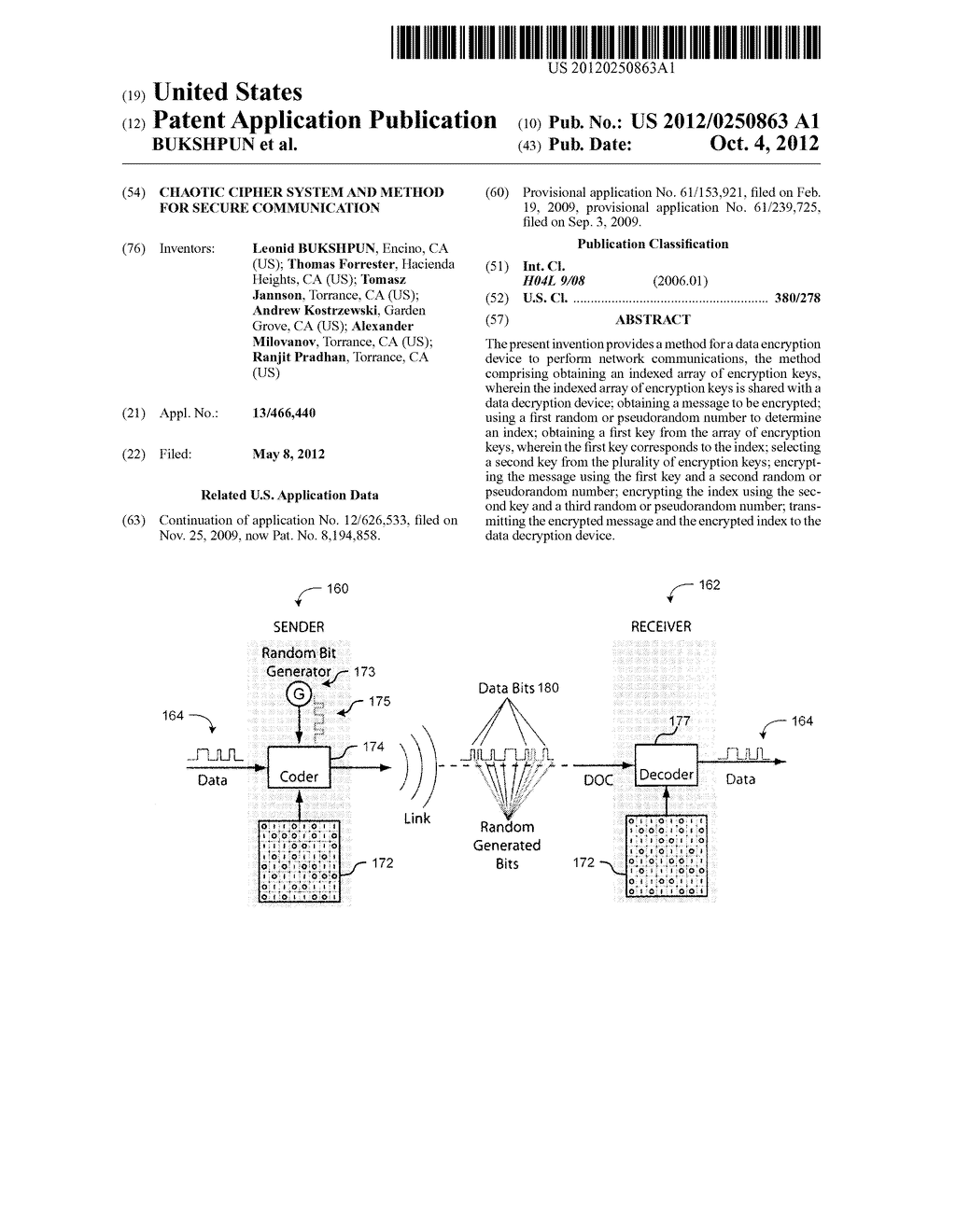 CHAOTIC CIPHER SYSTEM AND METHOD FOR SECURE COMMUNICATION - diagram, schematic, and image 01