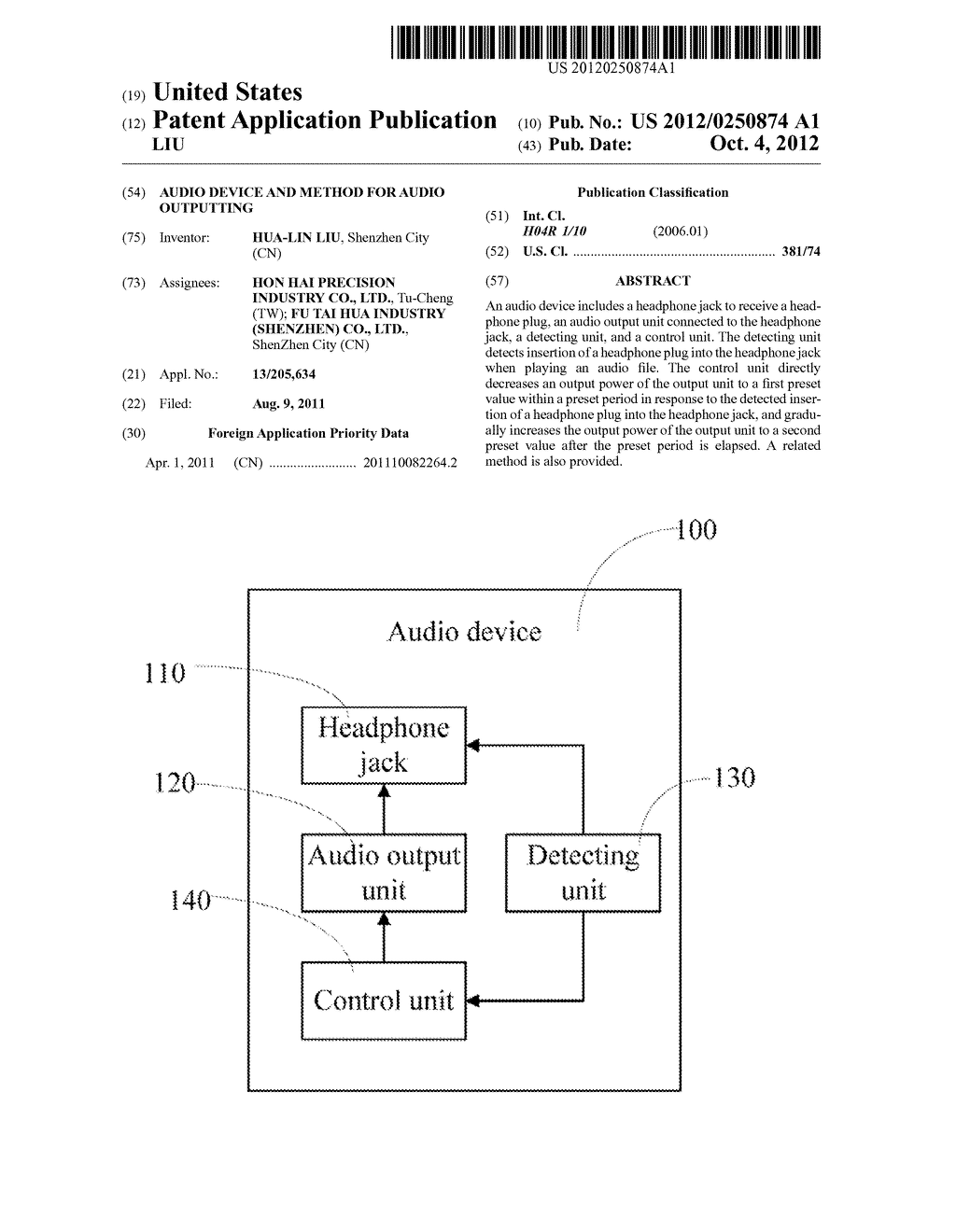 AUDIO DEVICE AND METHOD FOR AUDIO OUTPUTTING - diagram, schematic, and image 01