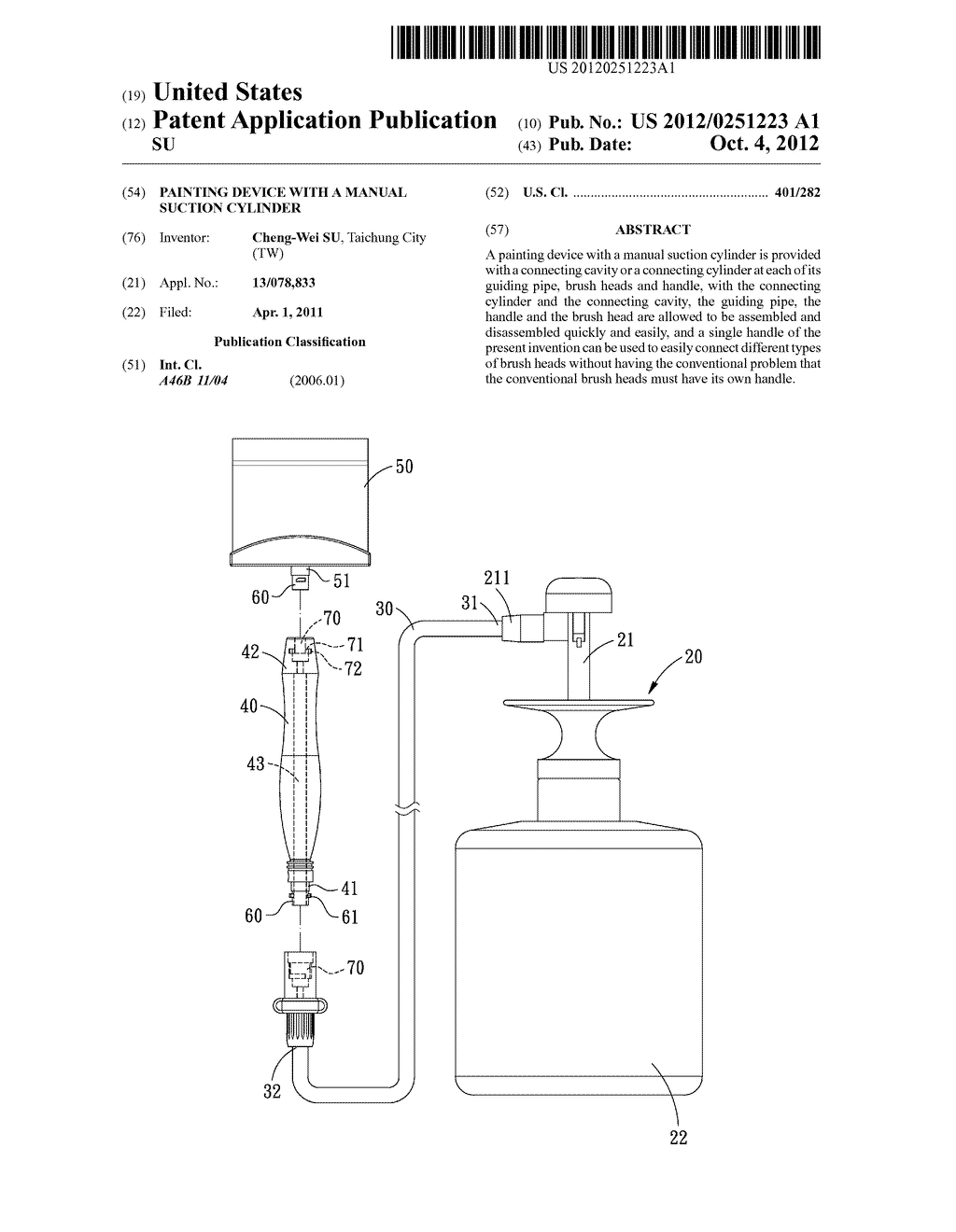 PAINTING DEVICE WITH A MANUAL SUCTION CYLINDER - diagram, schematic, and image 01