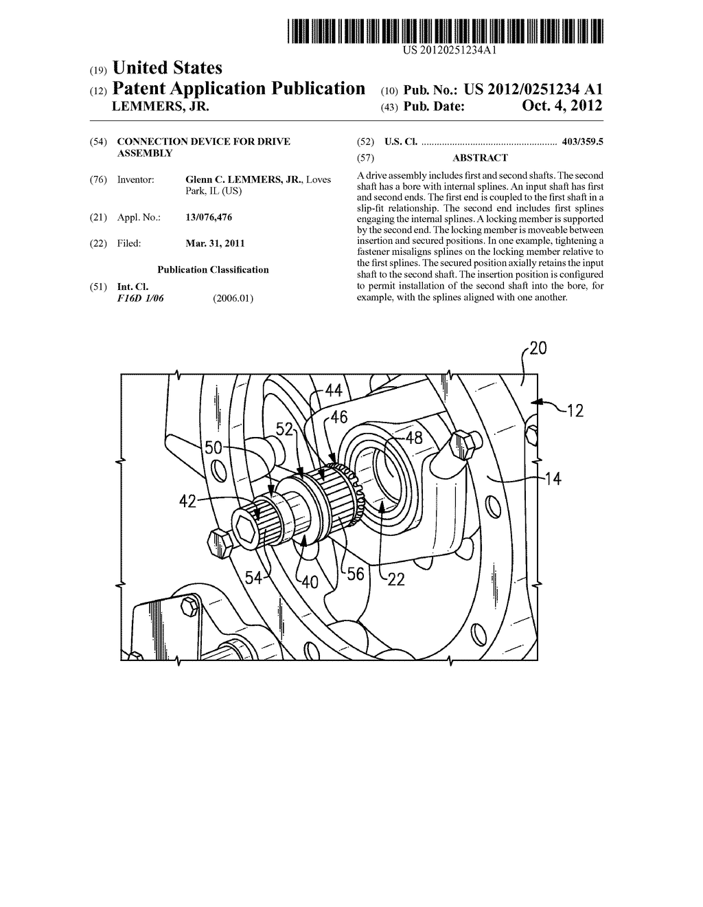 CONNECTION DEVICE FOR DRIVE ASSEMBLY - diagram, schematic, and image 01