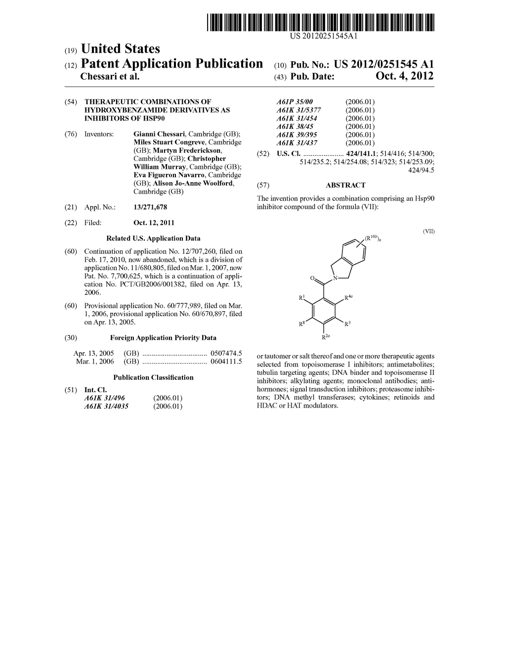 Therapeutic Combinations Of Hydroxybenzamide Derivatives As Inhibitors Of     HSP90 - diagram, schematic, and image 01