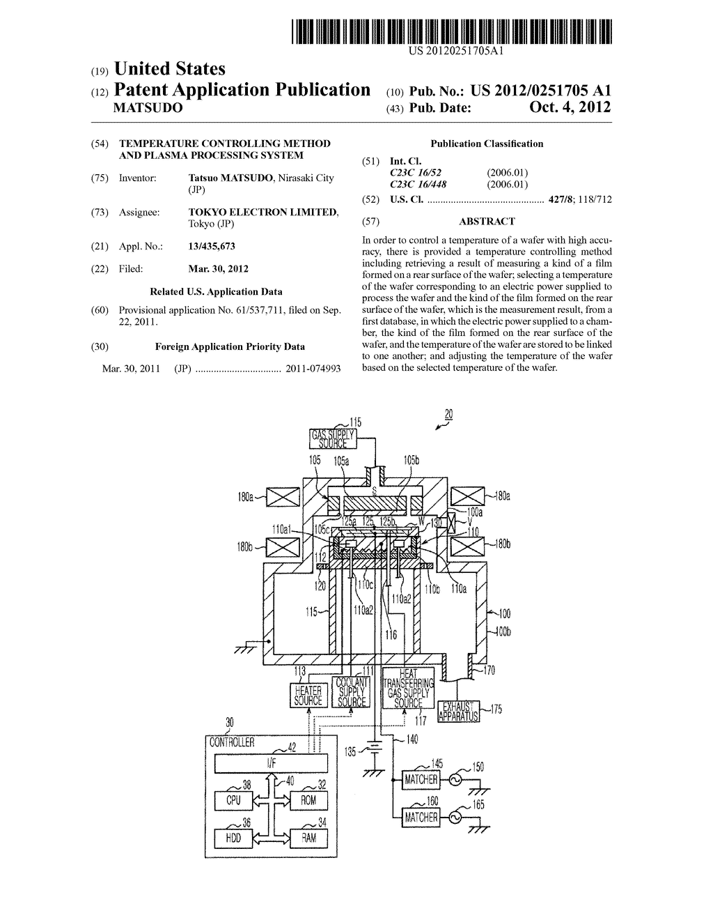 TEMPERATURE CONTROLLING METHOD AND PLASMA PROCESSING SYSTEM - diagram, schematic, and image 01