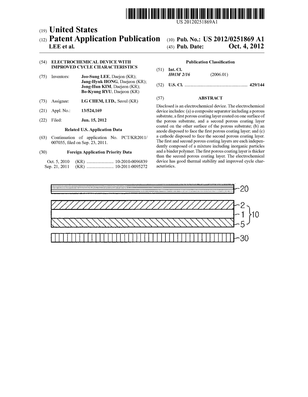 ELECTROCHEMICAL DEVICE WITH IMPROVED CYCLE CHARACTERISTICS - diagram, schematic, and image 01