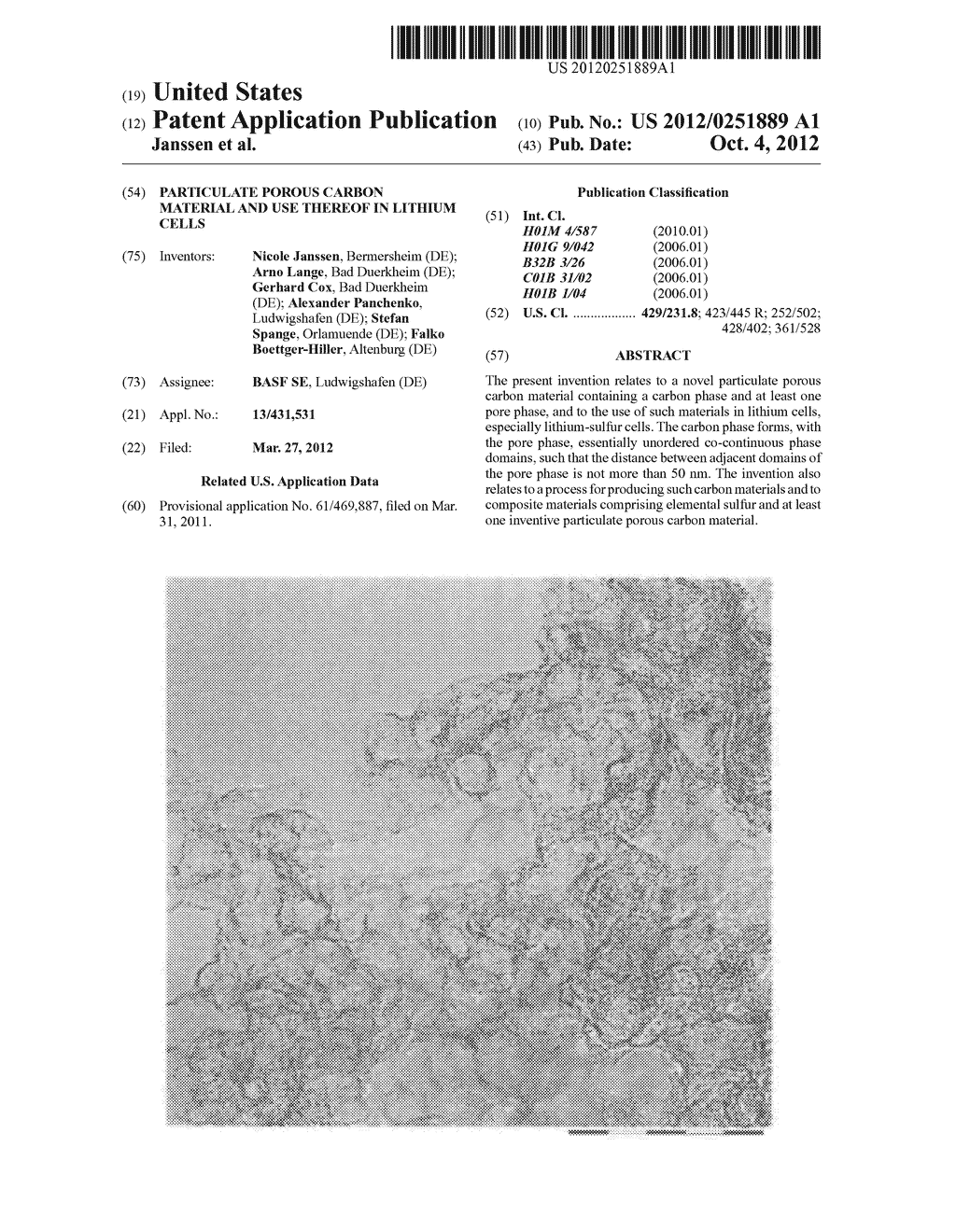 PARTICULATE POROUS CARBON MATERIAL AND USE THEREOF IN LITHIUM CELLS - diagram, schematic, and image 01