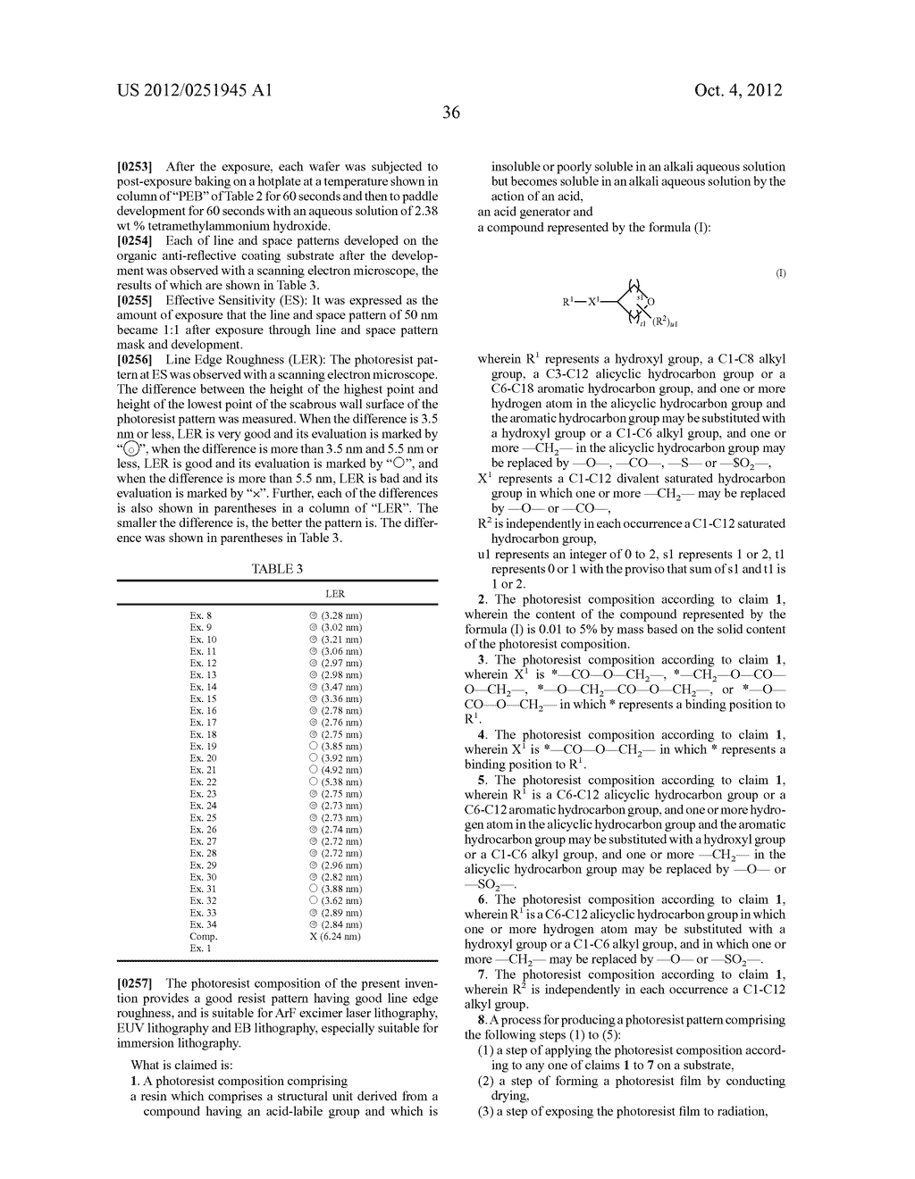 PHOTORESIST COMPOSITION - diagram, schematic, and image 37