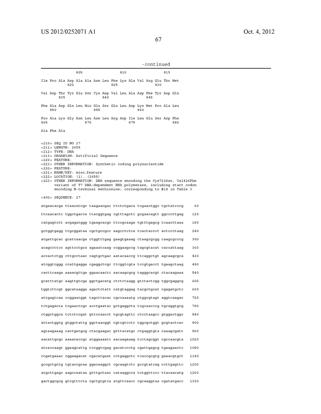 T7 RNA POLYMERASE VARIANTS WITH CYSTEINE-SERINE SUBSTITUTIONS - diagram, schematic, and image 71