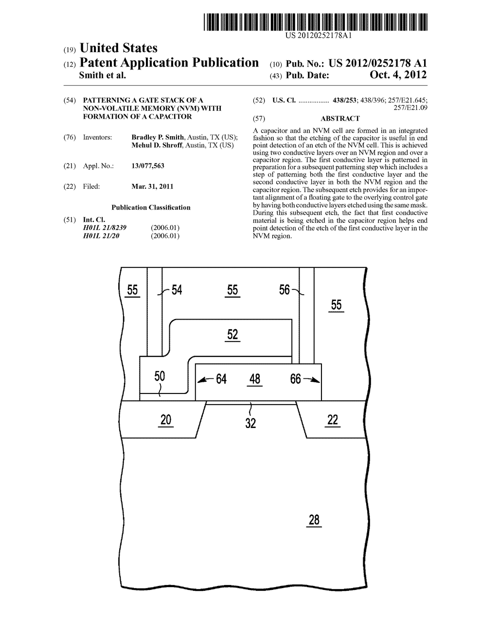 PATTERNING A GATE STACK OF A NON-VOLATILE MEMORY (NVM) WITH FORMATION OF A     CAPACITOR - diagram, schematic, and image 01