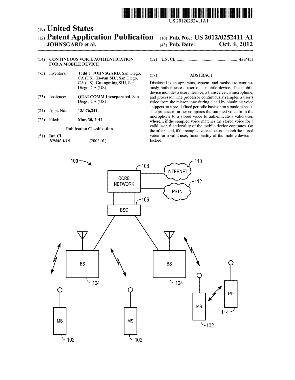 Continuous voice authentication for a mobile device - diagram, schematic, and image 01