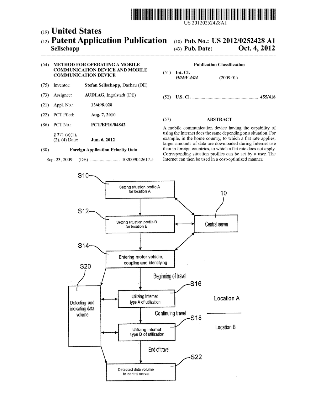 METHOD FOR OPERATING A MOBILE COMMUNICATION DEVICE AND MOBILE     COMMUNICATION DEVICE - diagram, schematic, and image 01