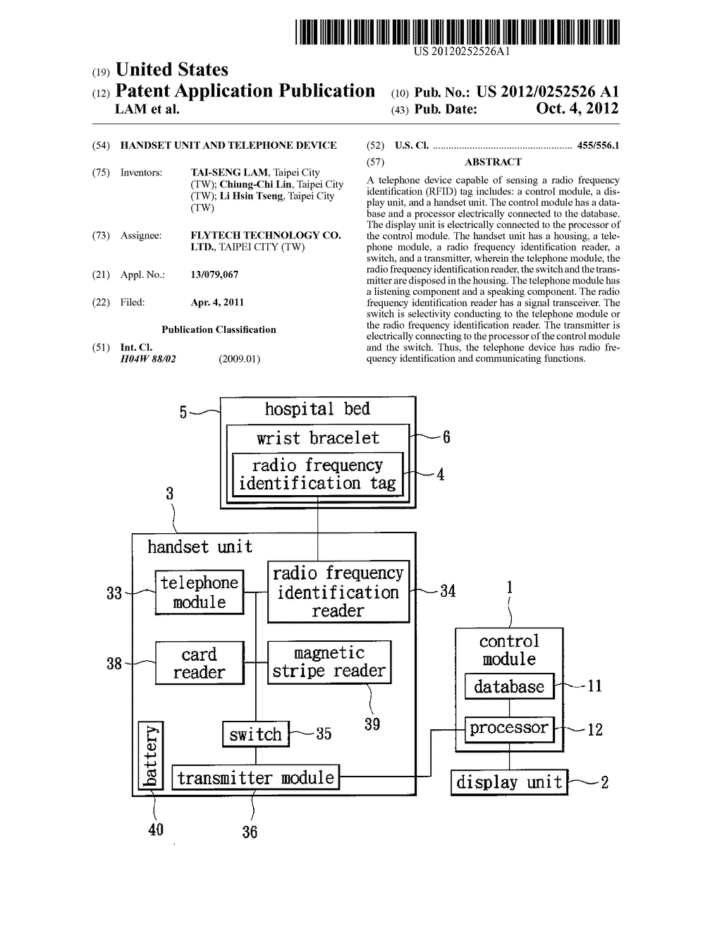 HANDSET UNIT AND TELEPHONE DEVICE - diagram, schematic, and image 01