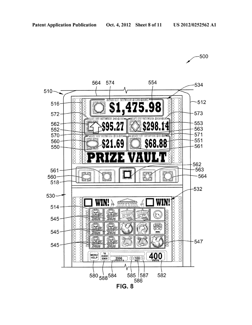 SYSTEMS, METHODS, AND DEVICES FOR PLAYING PROGRESSIVE WAGERING GAMES WITH     AWARD-BASED INCREMENTING FEATURES - diagram, schematic, and image 09