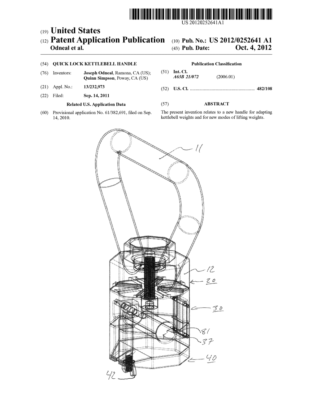 Quick Lock Kettlebell Handle - diagram, schematic, and image 01