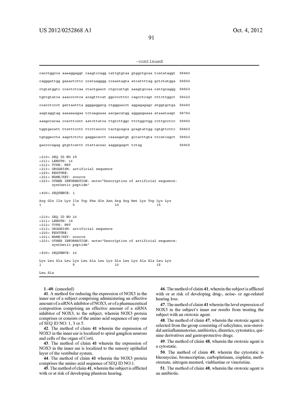 NOVEL MEANS AND METHODS FOR THE TREATMENT OF HEARING LOSS AND PHANTOM     HEARING - diagram, schematic, and image 102