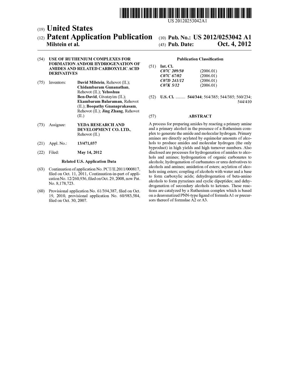 USE OF RUTHENIUM COMPLEXES FOR FORMATION AND/OR HYDROGENATION OF AMIDES     AND RELATED CARBOXYLIC ACID DERIVATIVES - diagram, schematic, and image 01