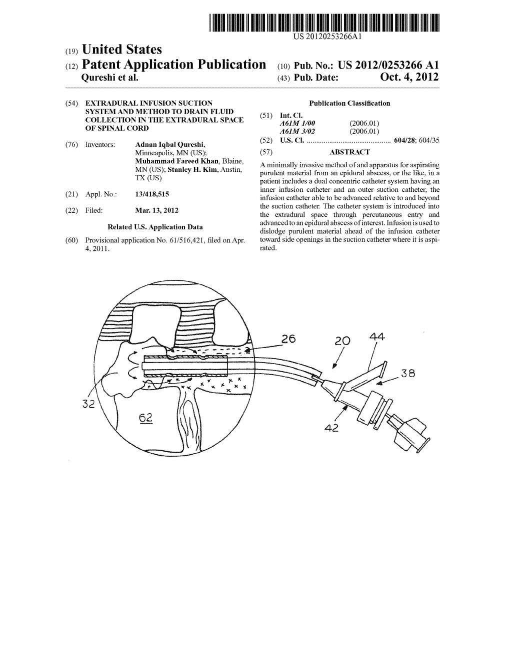 Extradural Infusion Suction System and Method to Drain Fluid Collection in     the Extradural Space of Spinal Cord - diagram, schematic, and image 01