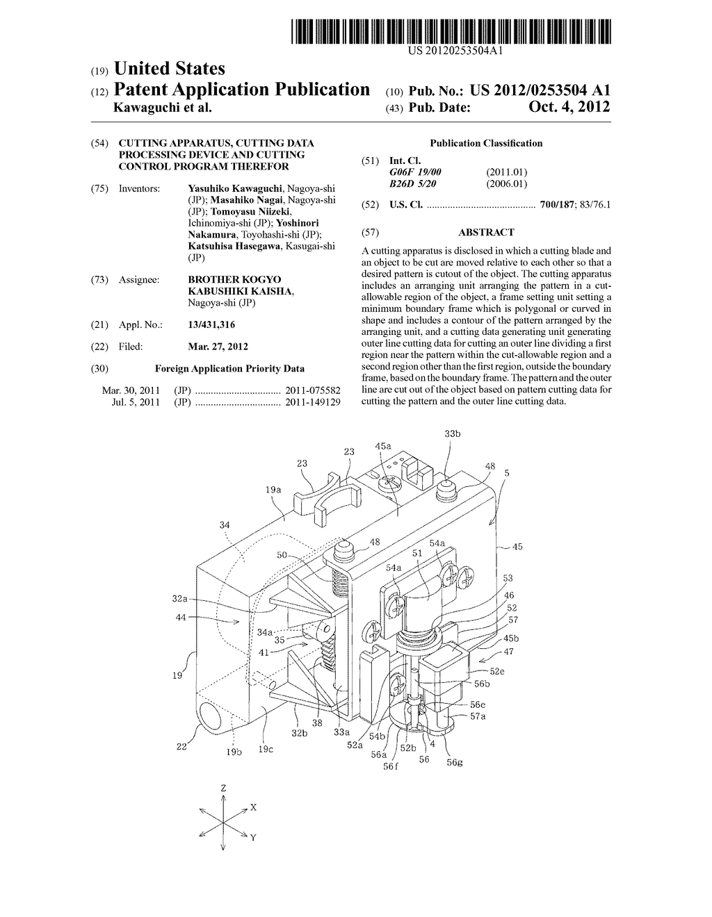 CUTTING APPARATUS, CUTTING DATA PROCESSING DEVICE AND CUTTING CONTROL     PROGRAM THEREFOR - diagram, schematic, and image 01