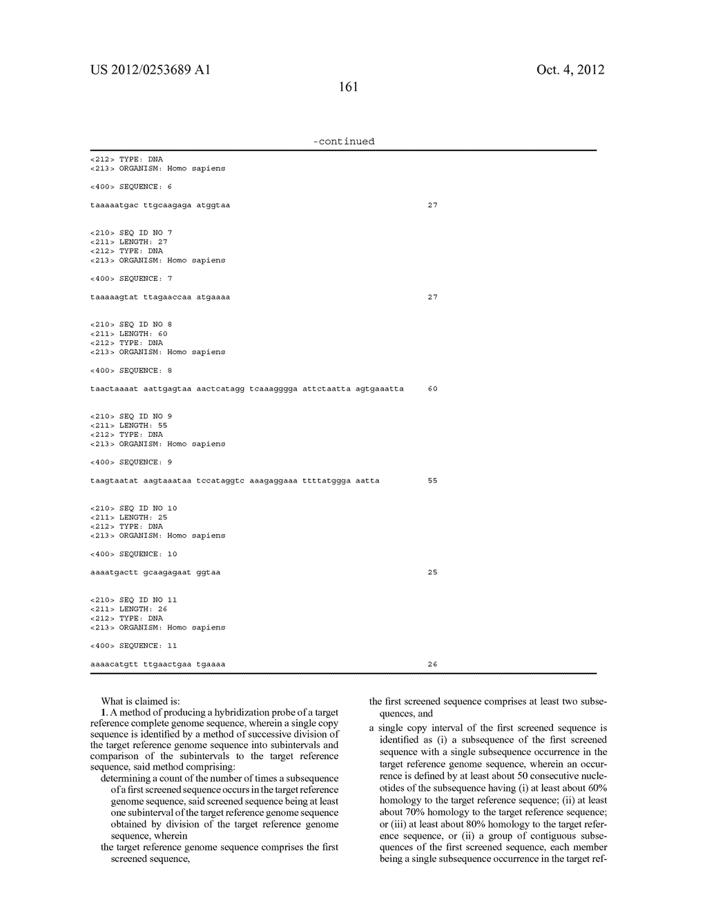 AB INITIO GENERATION OF SINGLE COPY GENOMIC PROBES - diagram, schematic, and image 164