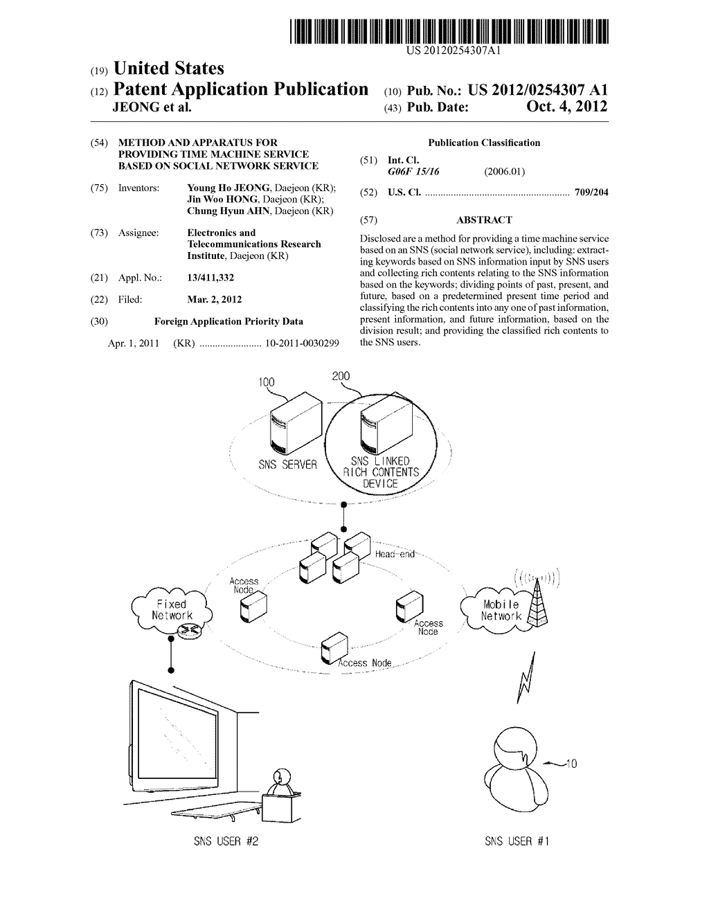 METHOD AND APPARATUS FOR PROVIDING TIME MACHINE SERVICE BASED ON SOCIAL     NETWORK SERVICE - diagram, schematic, and image 01