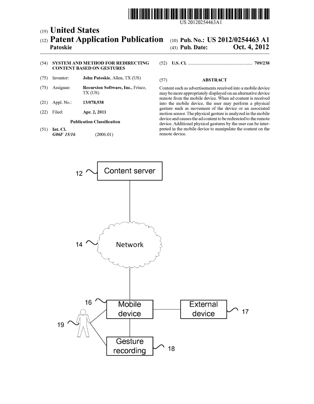 SYSTEM AND METHOD FOR REDIRECTING CONTENT BASED ON GESTURES - diagram, schematic, and image 01