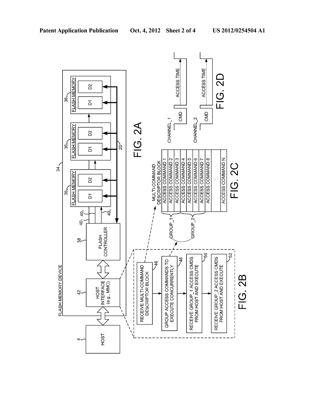 FLASH MEMORY DEVICE COMPRISING HOST INTERFACE FOR PROCESSING A     MULTI-COMMAND DESCRIPTOR BLOCK IN ORDER TO EXPLOIT CONCURRENCY - diagram, schematic, and image 03