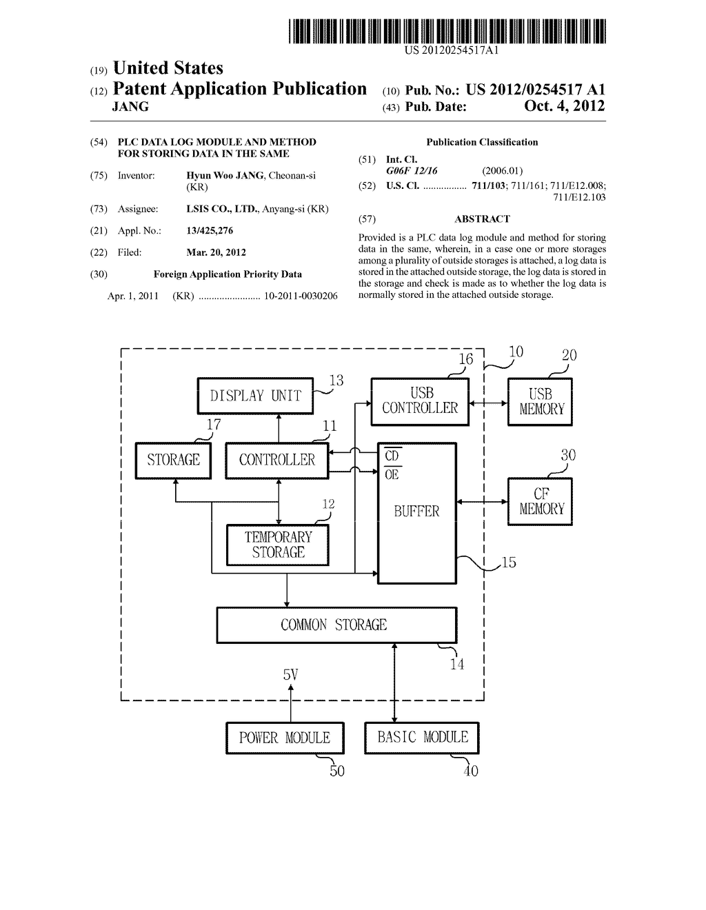 PLC DATA LOG MODULE AND METHOD FOR STORING DATA IN THE SAME - diagram, schematic, and image 01