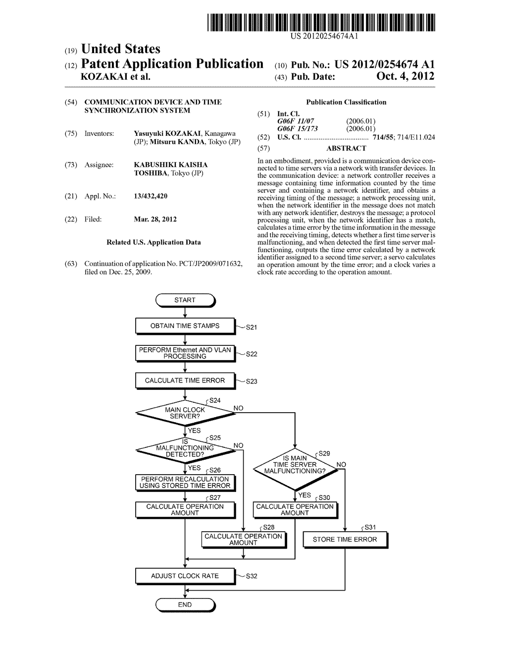 COMMUNICATION DEVICE AND TIME SYNCHRONIZATION SYSTEM - diagram, schematic, and image 01