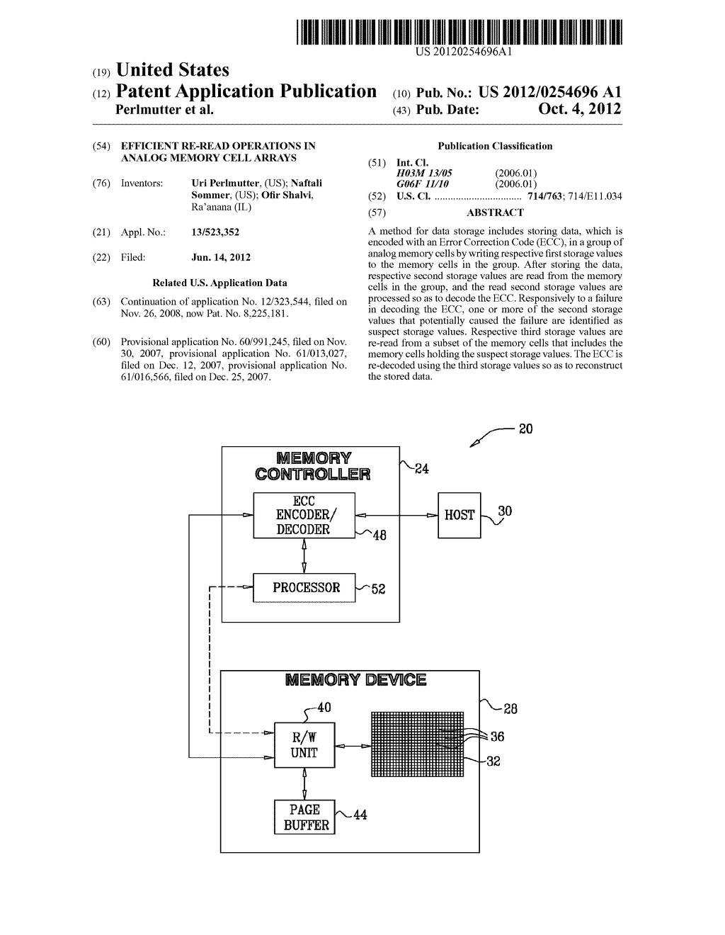 EFFICIENT RE-READ OPERATIONS IN ANALOG MEMORY CELL ARRAYS - diagram, schematic, and image 01