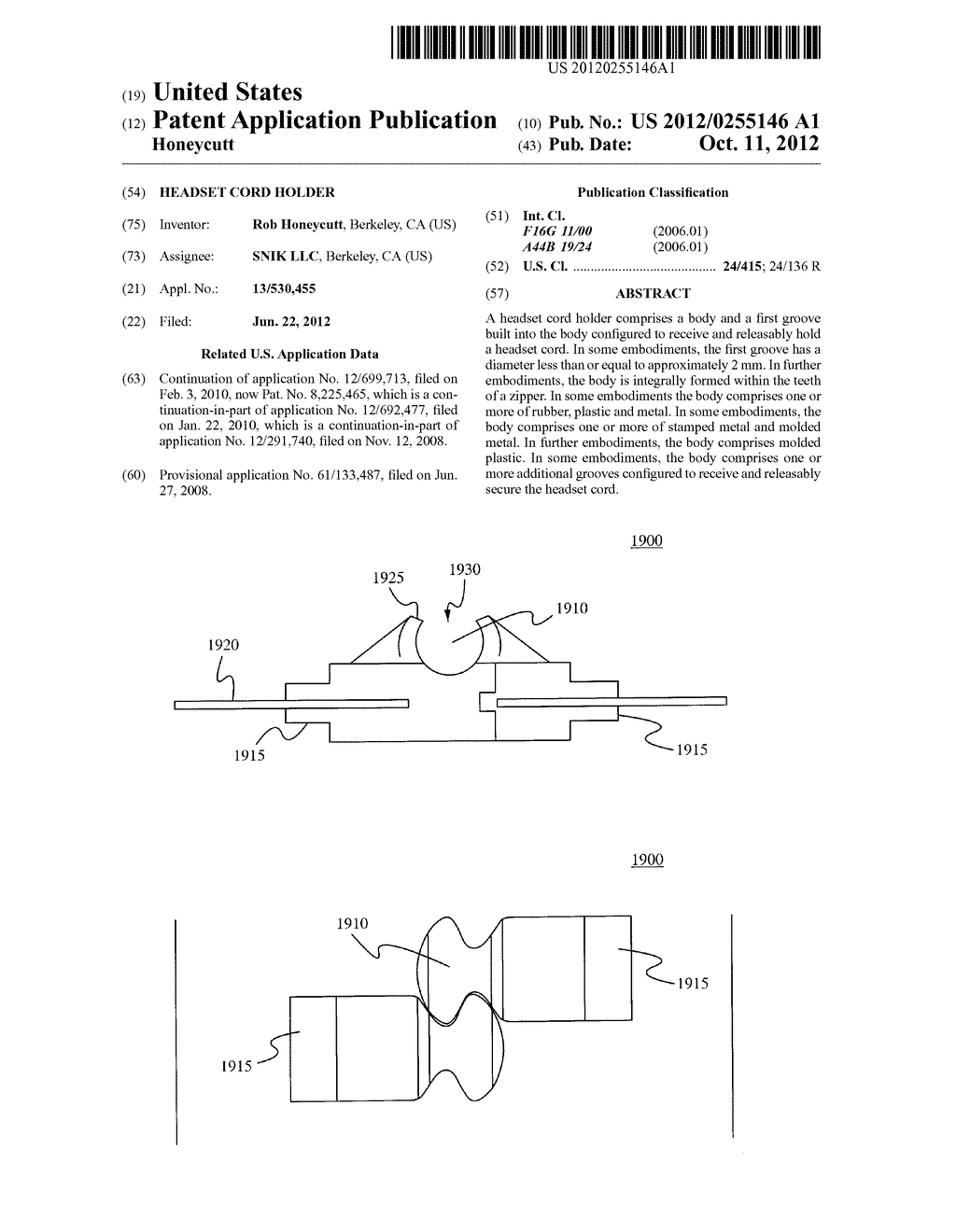 HEADSET CORD HOLDER - diagram, schematic, and image 01