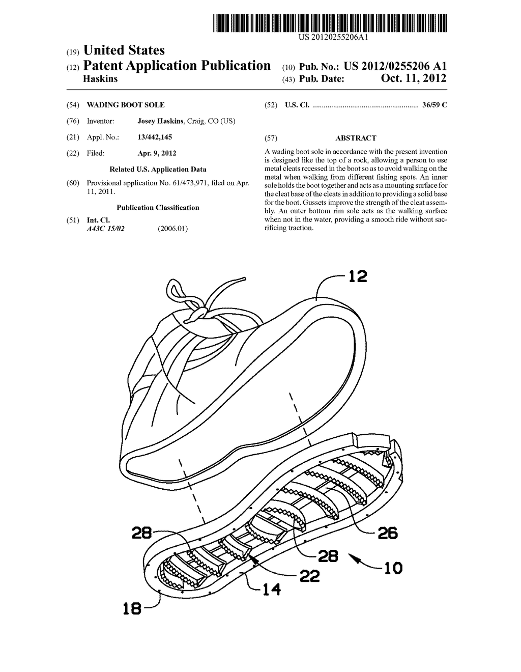 WADING BOOT SOLE - diagram, schematic, and image 01