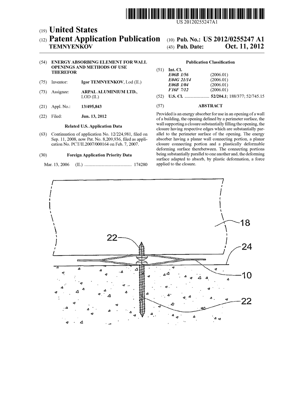 ENERGY ABSORBING ELEMENT FOR WALL OPENINGS AND METHODS OF USE THEREFOR - diagram, schematic, and image 01