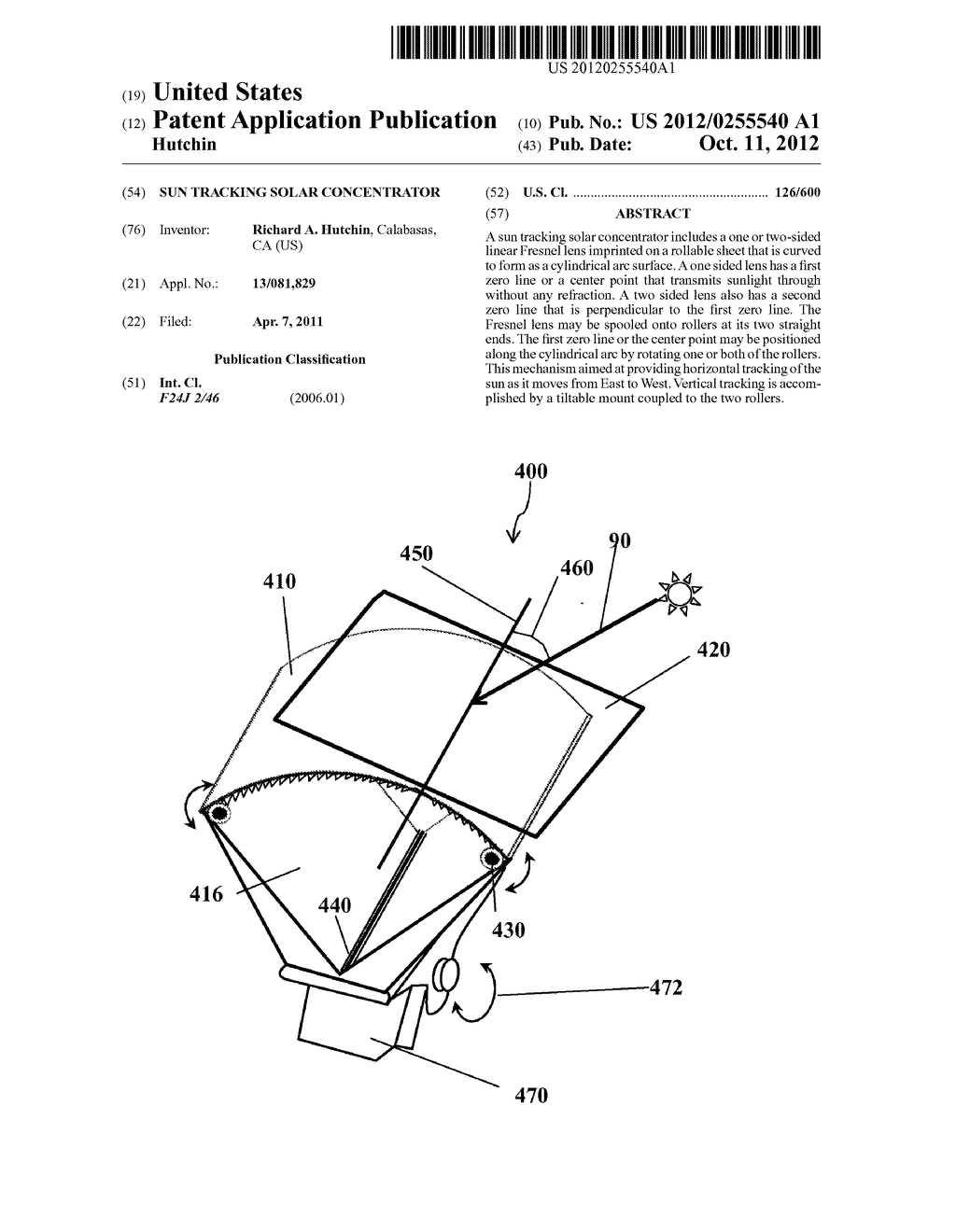 SUN TRACKING SOLAR CONCENTRATOR - diagram, schematic, and image 01